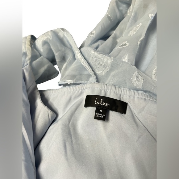 Lulus light blue floral jacquard ruffled maxi dress - Picture 8 of 8